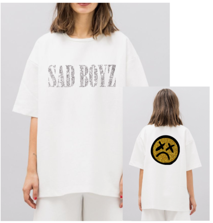Junior H |Sad Boyz| Glitter Shirt Front & Back