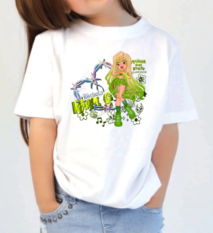 Kids Karol G Green Heart Kids Shirt