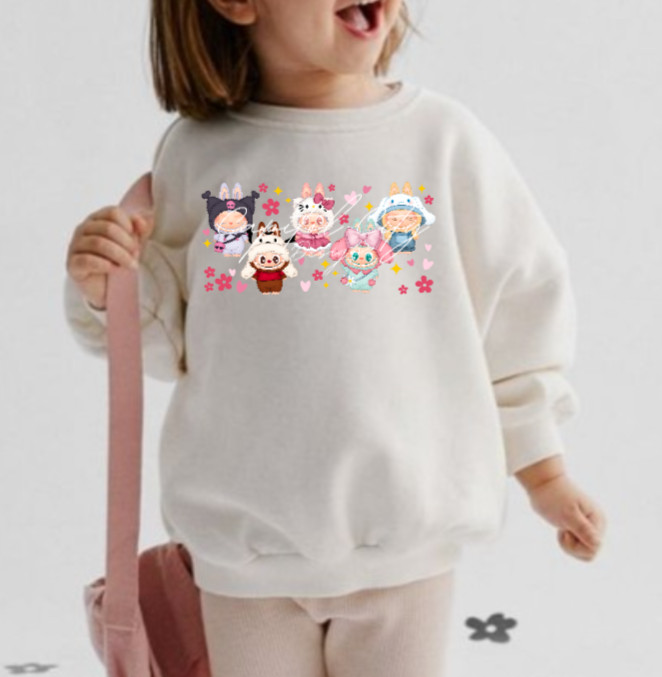 Bubu Hk Pink Flowers Kids Sweatshirt (Kids/Youth)