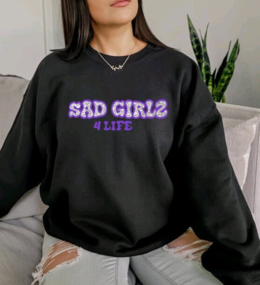 Junior H Sad Girlz Purple & Glitter Font Sweatshirt