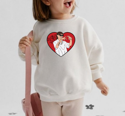 Kids Peso Pluma Red Heart Sweatshirt