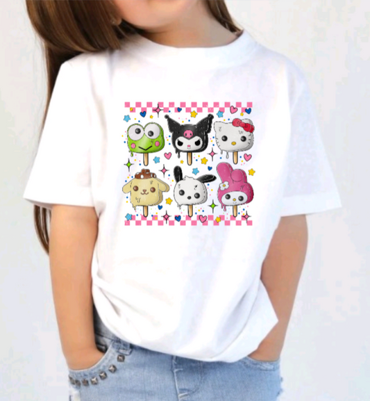 Kids Popsicle Checkered Kitty Kids Shirt