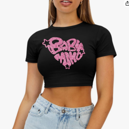 Young Miko Pink Glitter Crop Top