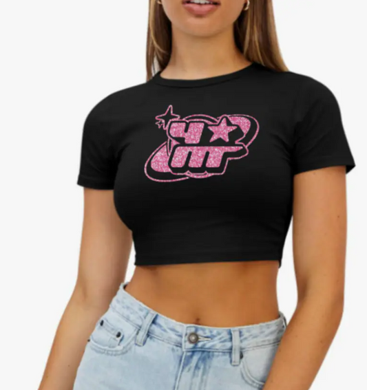 Young Miko Pink Glitter Crop Top