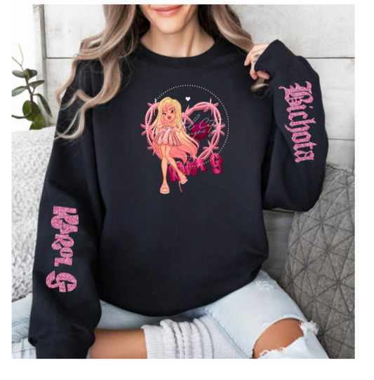 Karol G Bratz Pink Glitter Sleeves Sweatshirt