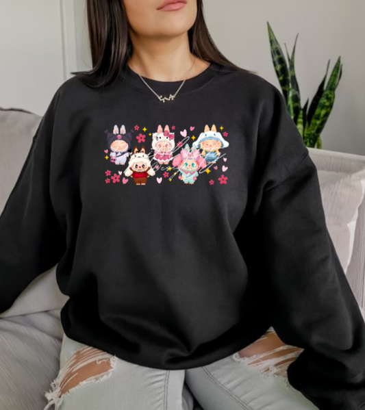 Labubu Hk Pink Flowers Sweatshirt
