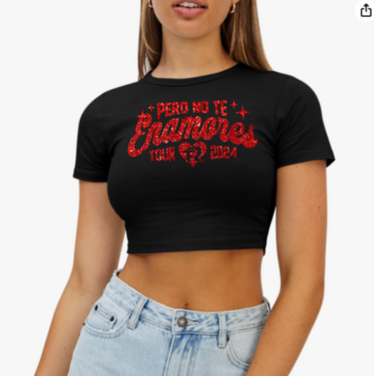 Fuerza Regida Tour Red Glitter Crop Top