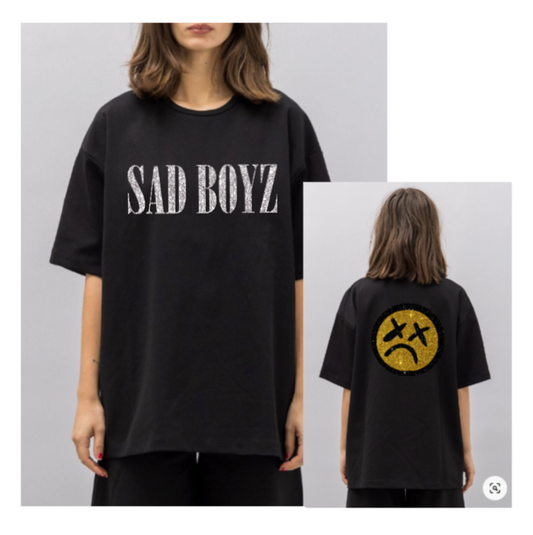 Junior H |Sad Boyz| Glitter Shirt Front & Back