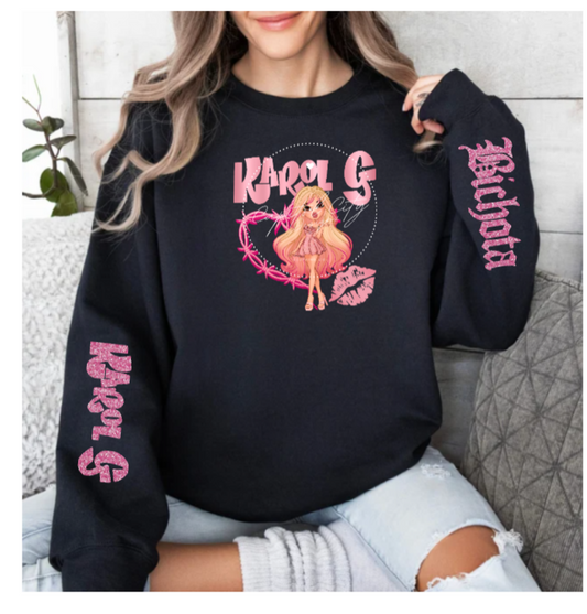 Karol G Bratz Pink Glitter Sleeves Sweatshirt